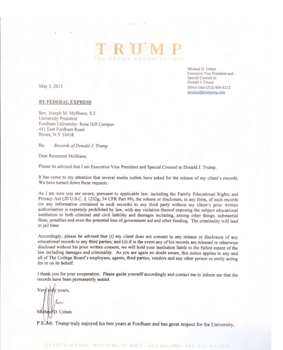 MichaelCohen212's tweet photo. Trump’s request to the Appeals Court to stop the release of his White House records is eerily similar to his request to have me ensure his school records never be released. Why? Because transparency will only hurt him! https://t.co/MJ1ZATK8Hz