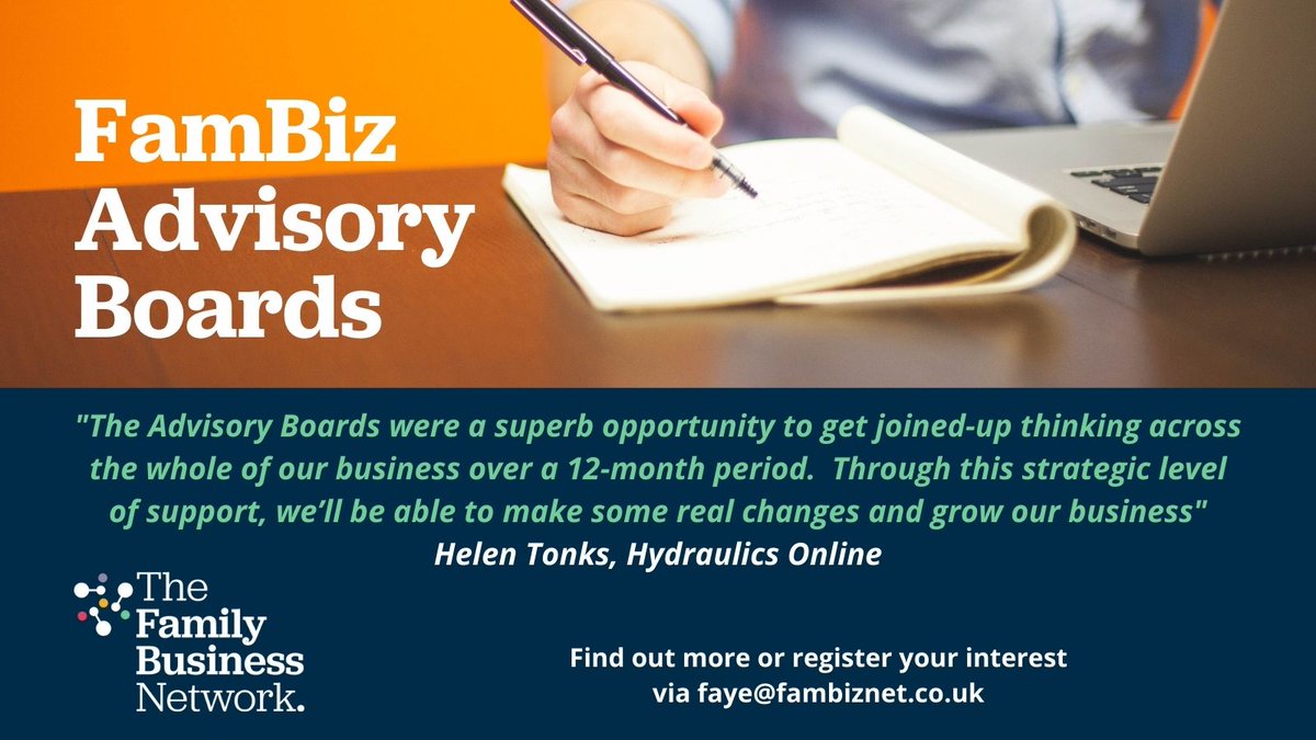 fambizcommunity's tweet photo. We know our #UK #familybusiness #AdvisoryBoardProgrammes in partnership with @bethebusiness  is fantastic, but don't just take our word for it. Read what @helenhydraulics  Want to learn more, email faye@fambiznet.co.uk for details.
 #Gainsupport #outsideperspective #expertise https://t.co/Pfkm6Y8IgJ