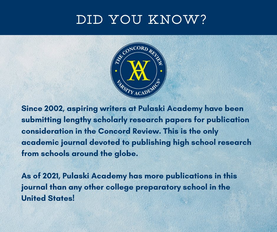 pulaskiacademy's tweet image. Congratulations to #PAGrade12 Senior Julienne Angtuaco! Her research paper will be published in the Winter 2021 Issue of the prestigious @concordreview.
✍️📘🌐
As of 2021, PA has more publications in this journal than any other college preparatory school in the United States!