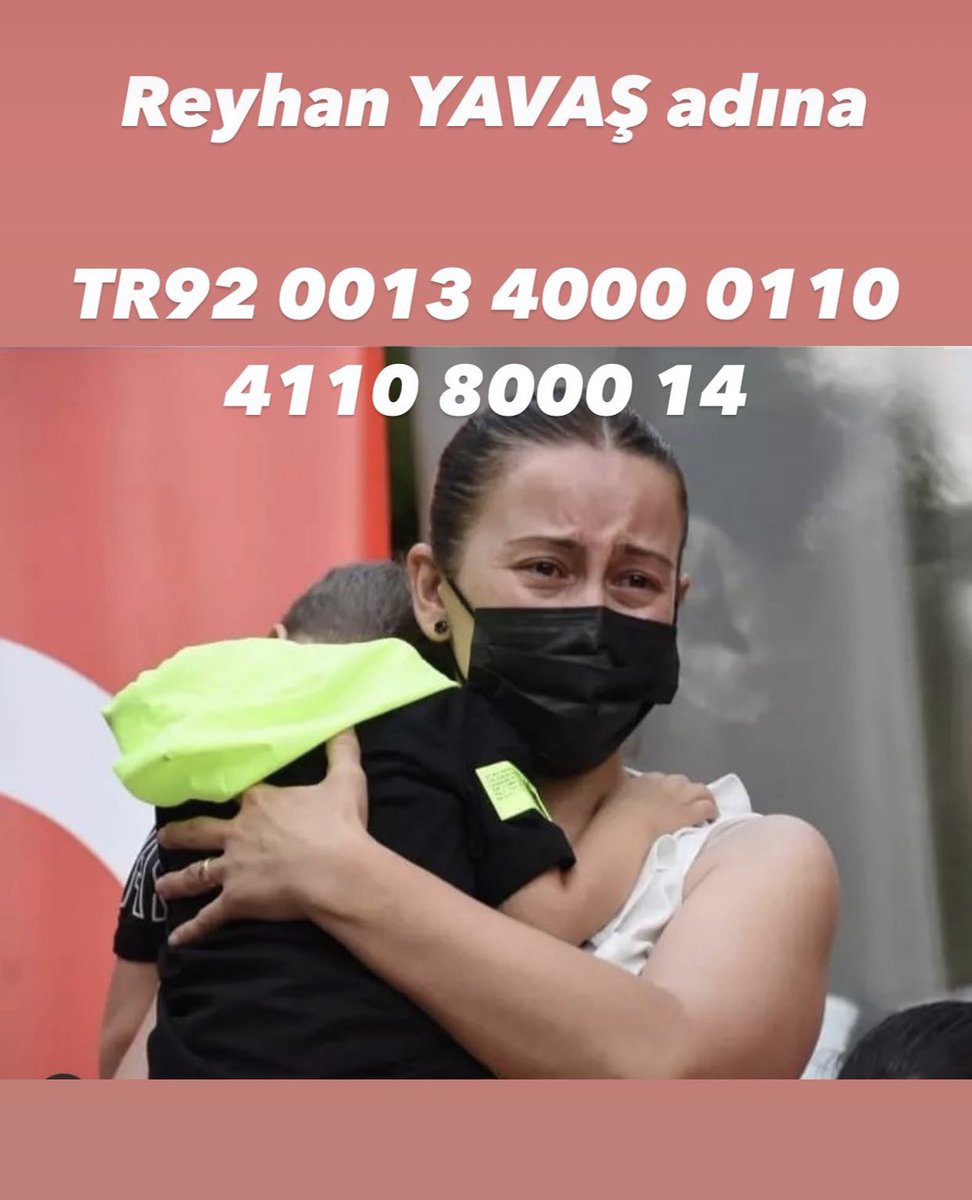 pturhanoglu's tweet photo. Reyhan YAVAŞ adına

TR92 0013 4000 0110 4110 8000 14.   Paylaşsanız dahi yeter. Lütfen… https://t.co/9Ikkj5eFCc