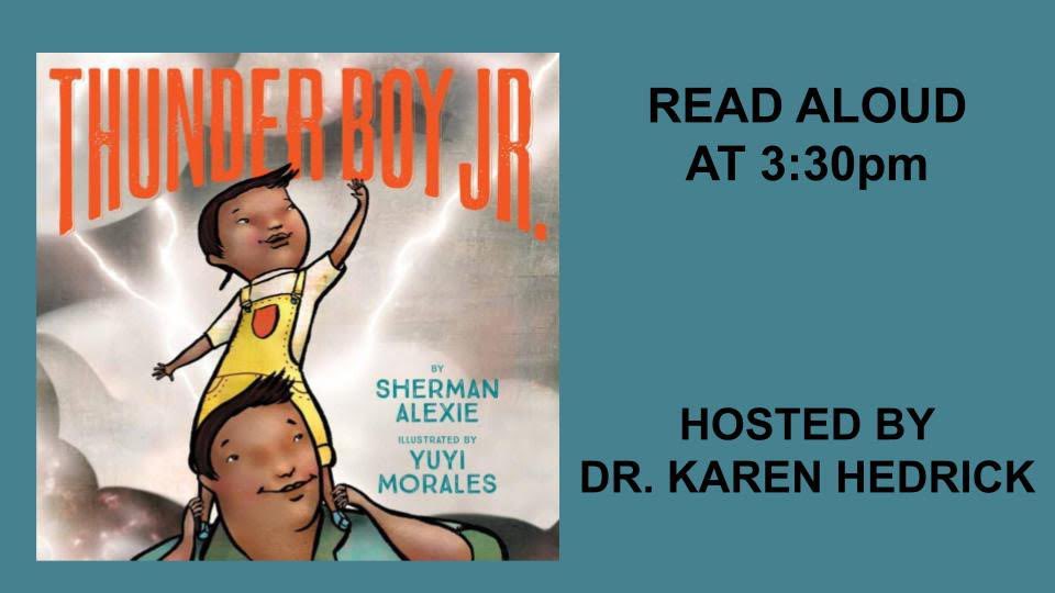 DRDiazGranados's tweet photo. Join Dr. Hedrick, Principal of Rockwood Valley Middle School, for today’s ALL SCHOOL READ ALOUD at 3:30 PM. Zoom link is in the Monday Memo. #ThunderBoy @RVMSPrincipal @rockwoodschools @ShermanAlexie3 https://t.co/sdOKOHHxIs