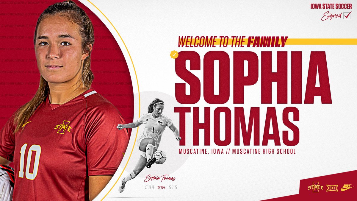cycloneSCR's tweet photo. We've got another one from Iowa.

Welcome to Cyclone Nation, Sophia Thomas!

#Cyclones 🌪️⚽️ https://t.co/67VJIu3Gnu