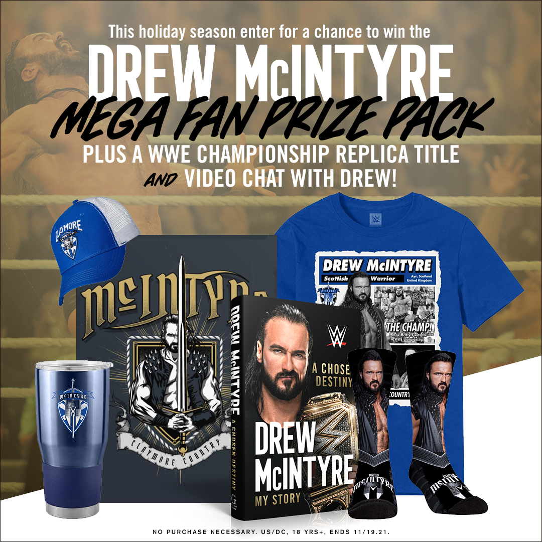 Don’t miss your opportunity to enter for a chance to win the best @DMcIntyreWWE merch + a video chat with Drew before the holidays! Check out the full list of prizes and enter now. U.S. only. Ends 11/19. bit.ly/DrewMcIntyreMe…