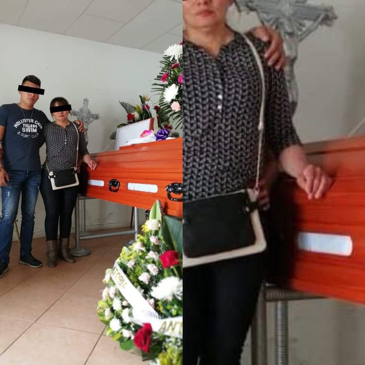 MXNeutron's tweet photo. ¡DE MIEDO!😨

Supuesta Aparicion de espíritu en funeral. 
Los familiares mencionan que al tomar la foto en el funeral no se percataron al momento de la mano que sobresale al costado de la bolsa. https://t.co/j14jmpPC7d
