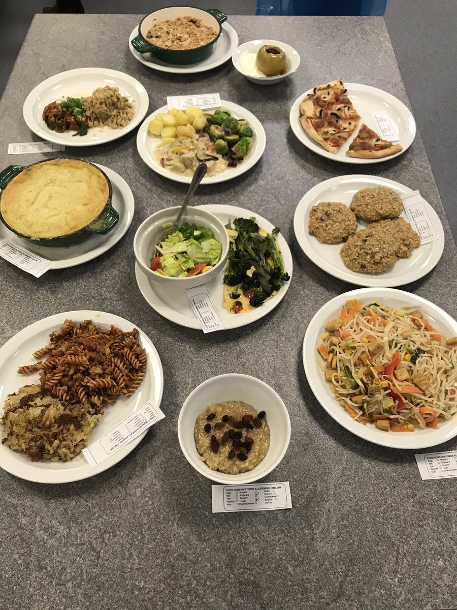 UHertsDietetics's tweet photo. The Level 4 Nutrition and Dietetics students took part in Basic Cooking Skills practical sessions this week. A variety of dishes were prepared and presented, we had a lot of discussion and lots of fun! @LeeJerome5 @Ew_Katherine @KateEarl12 @DrVafeiadou @FallaizeRD @McclinchyJ https://t.co/F4PImbMxZz