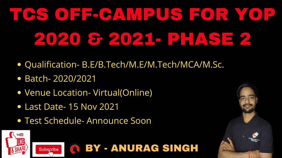 study4_u's tweet image. #tcs #tcshiring #hiring #tcsnqt 

TCS OFF-CAMPUS FOR YOP 2020 &amp;amp; 2021- PHASE 2 | How to Apply || Full Detailed Video in Hindi

youtu.be/nb5kppR2G5s