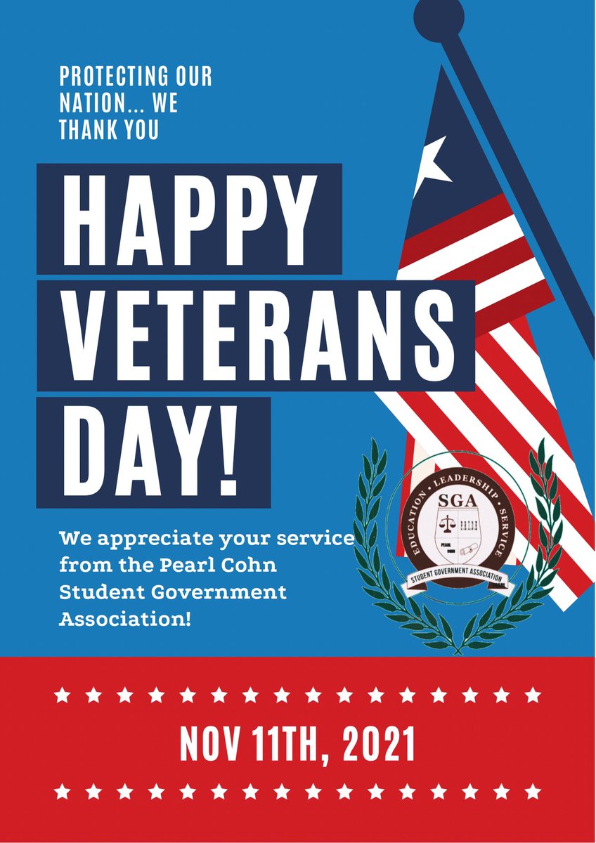 PearlCohn_SGA's tweet photo. Thank you for your services! @PearlCohnHS Student Government Association would like to say, Happy Veterans’ Day! 
@MiriamHarring14 @MetroSchools https://t.co/nTyaxNEpi4