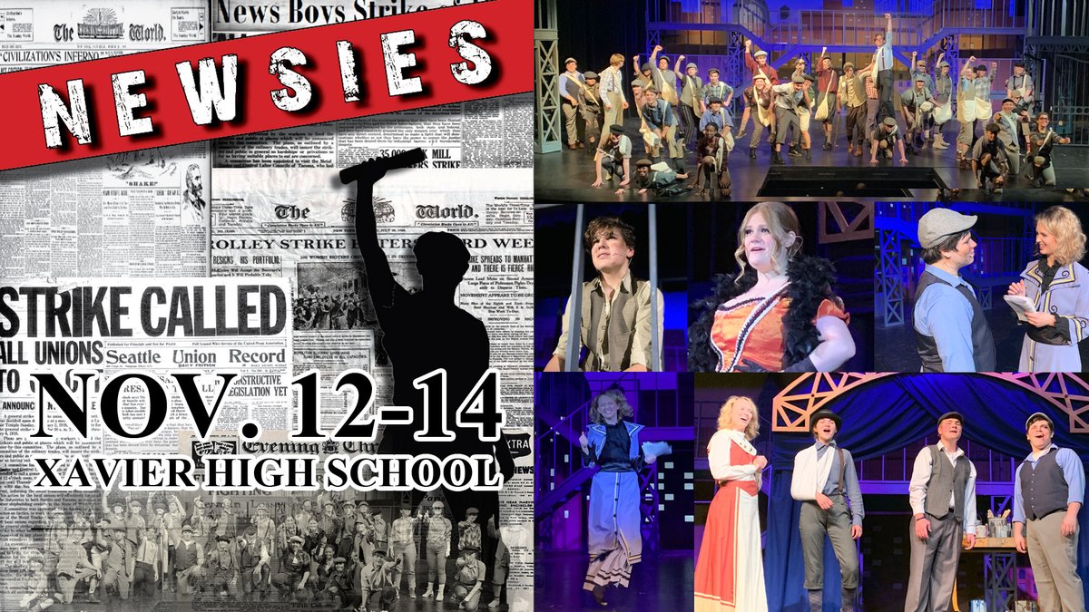 Can't wait to see this! A sneak peek at our fall musical, NEWSIES, which opens Friday (11/12) here at Xavier. A few tickets are still left -- get yours before they sell out! Tickets are sold online only: xaviersaints.org/tickets #WeAreXavier