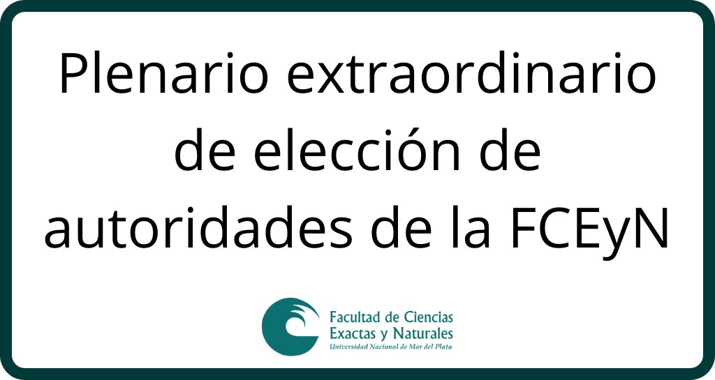 La FCEyN elegirá autoridades para el período 2021-2025. El plenario será el viernes 19/11 a las 10hs en el Aula Magna María del Carmen Maggi.

También se transmitirá en vivo por nuestro canal de YouTube.