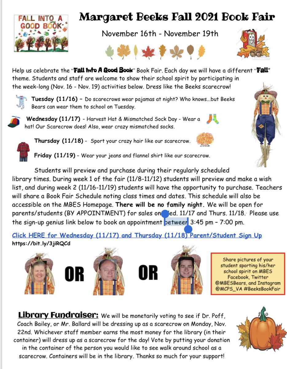 Fall Into a Good Book!! 🍂📚🍁Beeks Fall Book Fair Fun!! <a href="/MBESBears/">Margaret Beeks Elem</a> <a href="/mbepto/">MARGARET BEEKS PTO</a> <a href="/mcps_va/">MCPS</a>