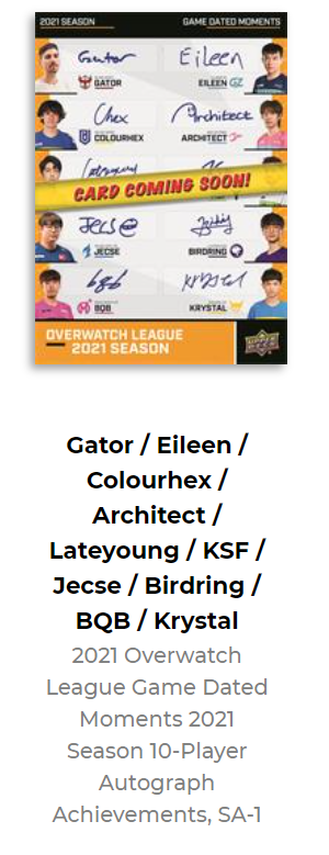 The 2021 Overwatch League Game Dated Moments Achievements are now available to be redeemed! You can now collect the Fate Grand Finals Standout card and one of two 10-player autograph cards.
Once they're ready to be shipped, you'll get a notification on your e-Pack account. https://t.co/JY1aA7iIzW