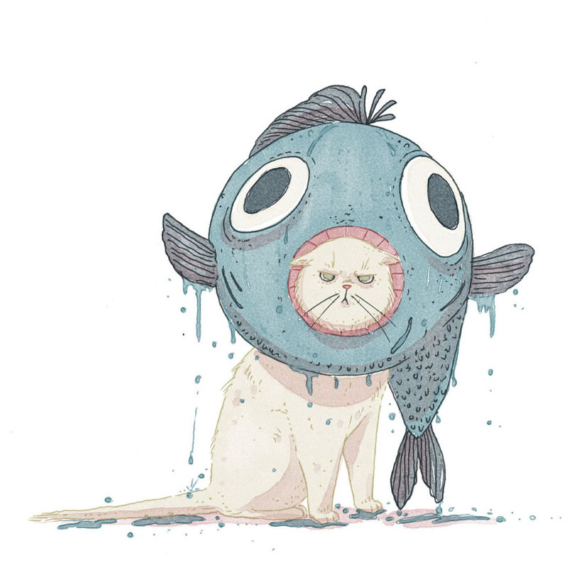 Drop what you're doing. 
FishCat by @ElenaBansh has entered the Pictofolio.com, and it feels safe to say: he is GRUMPY!