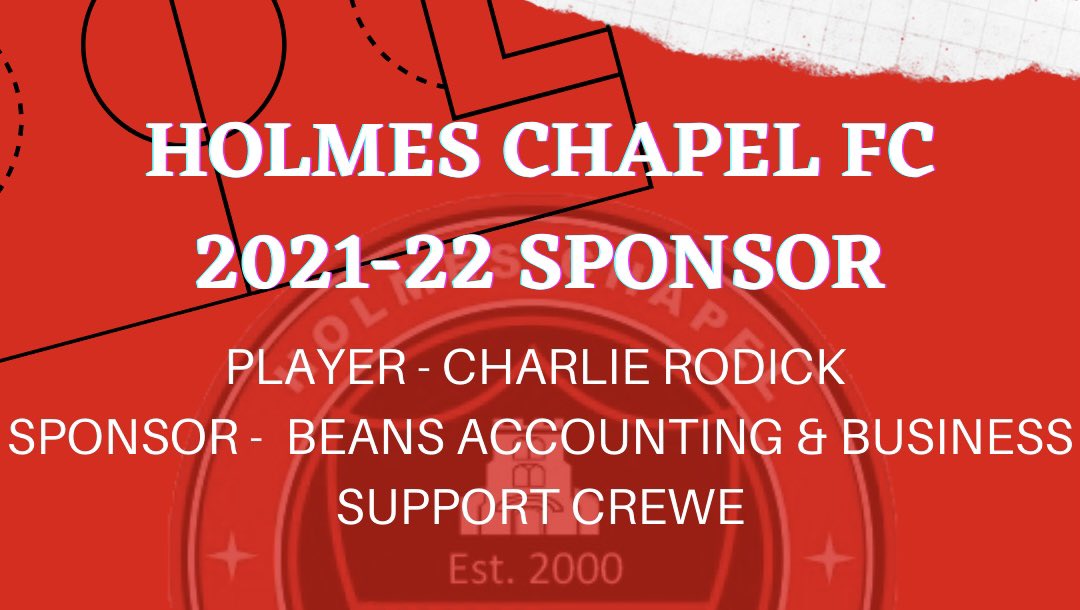 HolmesChapelFC's tweet photo. NEW SIGNING 🚨

HE’S BACK ✔️

We’re delighted to announce that @CharlieRodick17 has rejoined the club after a season at Knutsford and a brief spell at Macclesfield FC!

Charlie will be sponsored by Beans Accountings for the rest of the season https://t.co/x1rAqermuT

#UpTheChapel https://t.co/ilG0iXQUcl