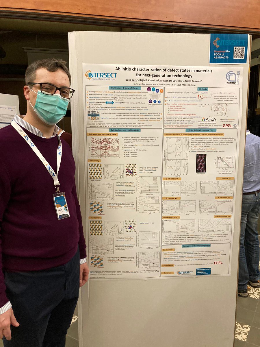 intersect_eu's tweet image. #postersession #intersectworkshop
Luca Bursi @CNRsocial_ #NANO S3
#Abinitio characterization of defect states in materials for next-generation technology
@icn2nano @acalzola74
Watch all our posters at intersect-workshop.icn2.cat