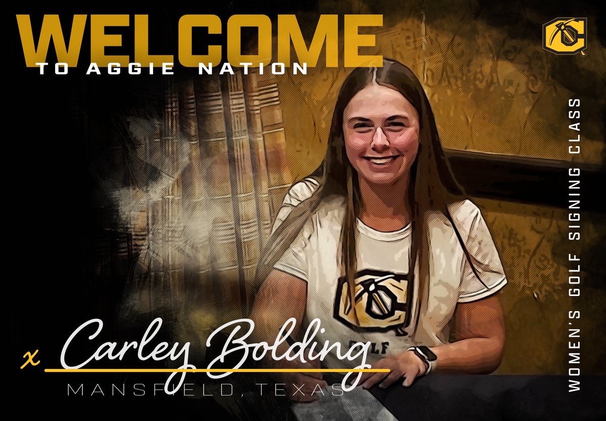 cuaggieathletic's tweet photo. WG | 2022 SIGNING CLASS

@AggiesWGOLF inks Mansfield, TX native Carley Bolding to kick off the new crop of Aggies coming to Cameron next year. 

#CUgolf #BackTheAxe⛏️ https://t.co/uVN6JCp3ru