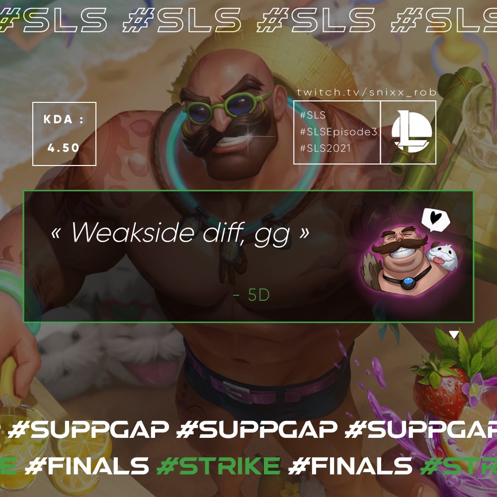 snixxlacanine's tweet photo. [SUP] STR | 5D (5DCaster)

@5D_Caster s’est affirmé en tant que maître de la Botlane ces derniers temps. Il lead son équipe est créer les occasions clutch quand la situation l’y oblige. Bien que souvent en Braum Duty, méfiez vous de ses autres picks… #STRWIN #SLSEpisode3 https://t.co/4zXvYYih0e
