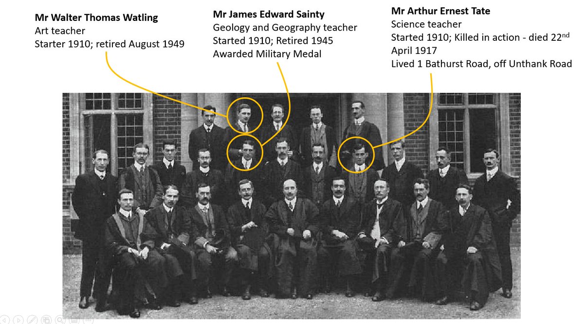 CNS_TL's tweet photo. Mr Sainty, the Geology and Geography teacher who started at the school on the day it opened in 1910. Mr Tate, the Science teacher who lived near Unthank Road and was killed in action in 1917. https://t.co/04FwplQxOe