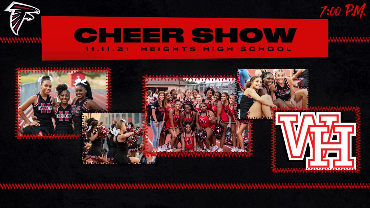 <a href="/CheerHeights/">Wichita Heights Cheer</a> Annual Cheer Show is tonight!  Doors open at 6 PM! 
<a href="/WPSAthletics/">WPS Athletics</a>  <a href="/WichitaUSD259/">Wichita Public Schools</a> @Heightsusd259 <a href="/FalconFlip92/">WHtsPrincipal</a> 
<a href="/HeightsBoosters/">Heights Boosters</a>