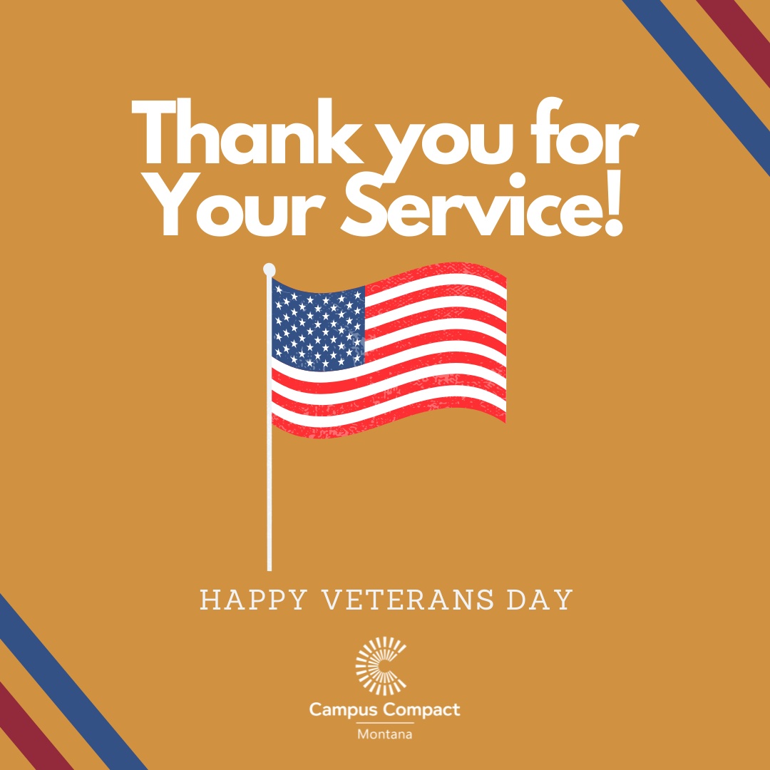 MTCampusCompact's tweet image. Happy Veterans Day everyone! #campuscompact #veteransday #dogood