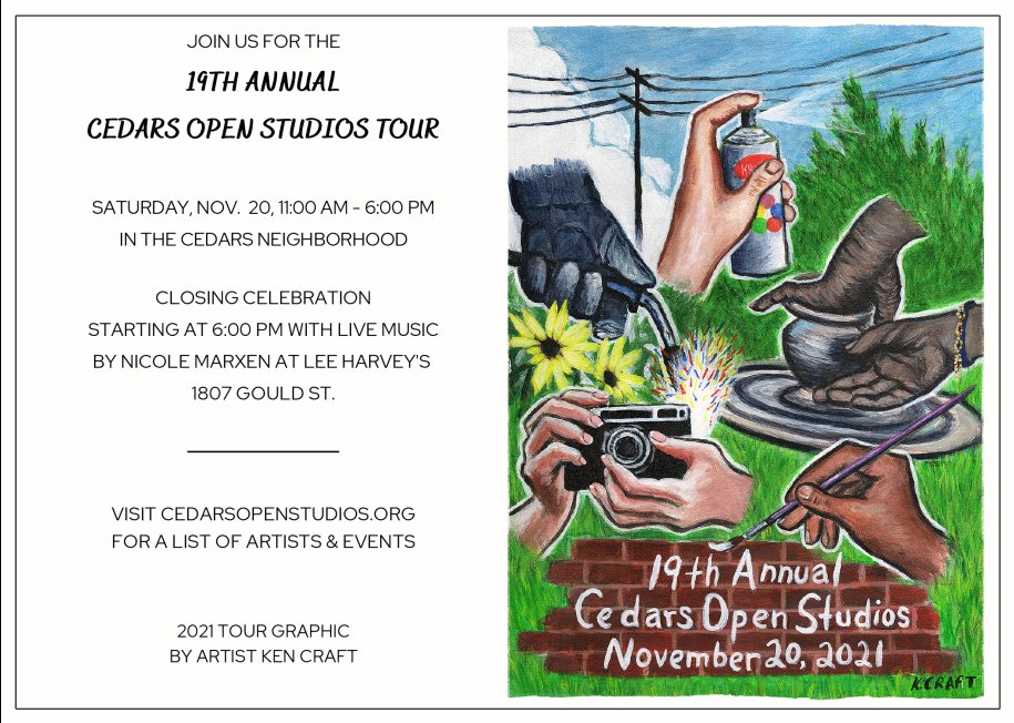 Such cool stuff going on in our community! Check out the 19th Annual Cedars Open Studios Tour to meet passionate artists and check out their art!