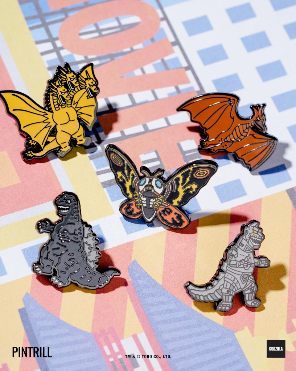 Godzilla_Toho's tweet photo. OFFICIAL #GODZILLA x @PINTRILL SERIES 4 PINS ARE OUT! 🧷

Cop it here:
https://t.co/DE4ipr18Fs

#PINTRILL https://t.co/YG9xHuH4oD