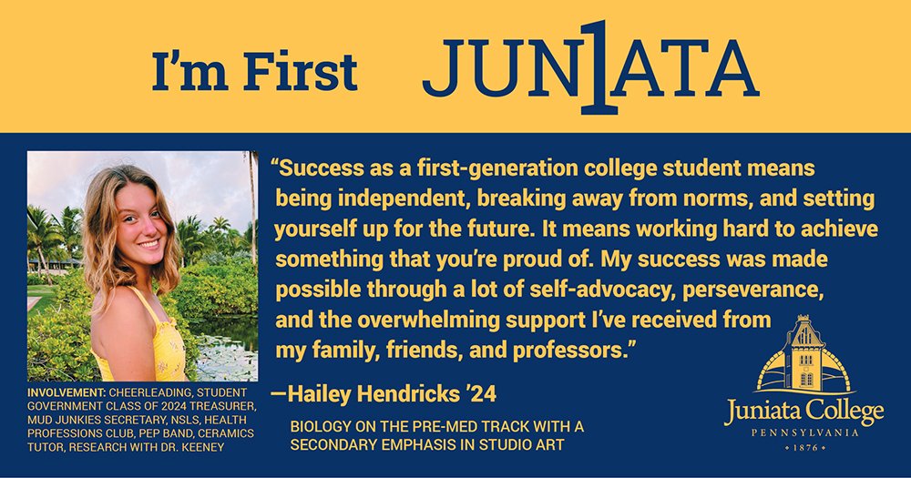 juniatacollege's tweet photo. Meet Hailey Hendricks '24!
#CelebrateFirstGen https://t.co/GJHZS66rhT