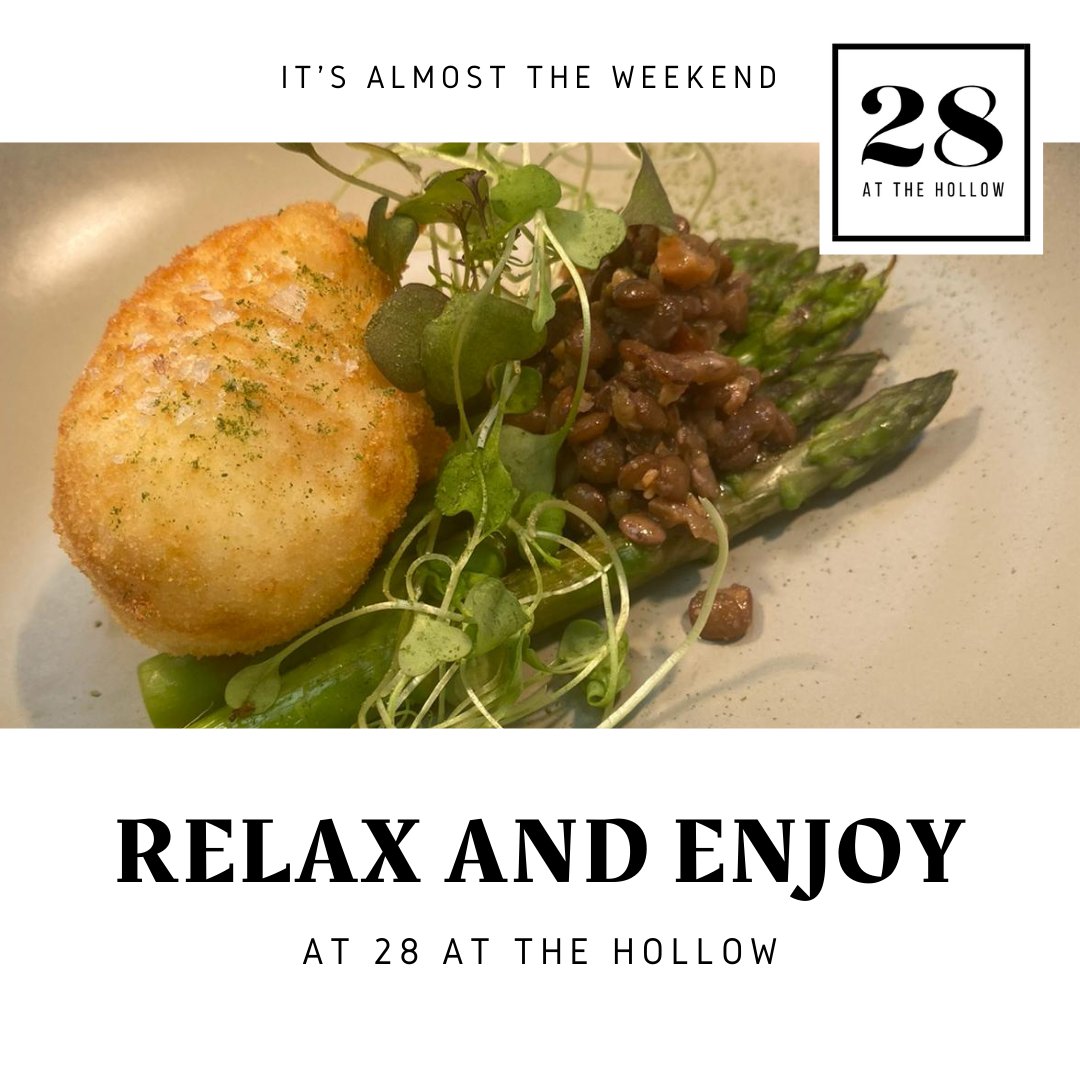 KICK OFF THE WEEKEND WITH US... Why not get the weekend goodness started early with a lunch with 28 At The Hollow. Open for lunch and dinner Tuesday to Saturday get in touch to book a table. Looking forward to having you with us already!