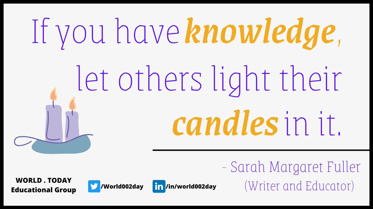 AshrafNaushahi's tweet photo. If you have knowledge ...
#SarahMargaretFuller #Quote #Quotes #Fuller #Knowledge #Candle #Light #Wisdom #Education #EducationForAll #EqualOpportunity #Progress #Development #Writer #writing #Amwriting #amreading #amwrite #amread #writingcommmunity #Reading #Read #Reader #Content https://t.co/2PMmUHgLNF