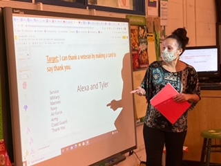 GreenbrierElem's tweet photo. A salute and thank you to our Veterans on Veterans Day! Our third graders in Ms. Barns class showing appreciation to local veterans by creating cards this morning! Thank you for your service and sacrifice! https://t.co/wSr1no10ZT