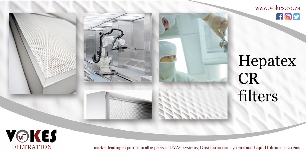 VokesFiltration's tweet photo. Hepatex CR filters are designed as intake filters for low turbulence displacement (for Laminar) flow cleanroom ceiling and clean work benches.
#vokesfiltration #vokes #HepatexCR #filtration #AirFiltration #CleanRooms #CleanRoomFiltration #taigeisdigital https://t.co/toW7tDm0uN