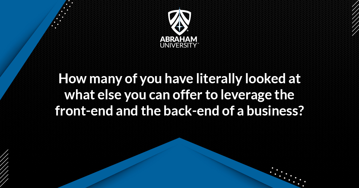 AbrahamUniv's tweet photo. I want you to think about these two questions in regard to your business: 

What would happen if you made it easier to start the relationship?

What would happen if you added one more dimension of purchase revenue that was more expensive and advanced at the end? https://t.co/AkE6xi1ncO