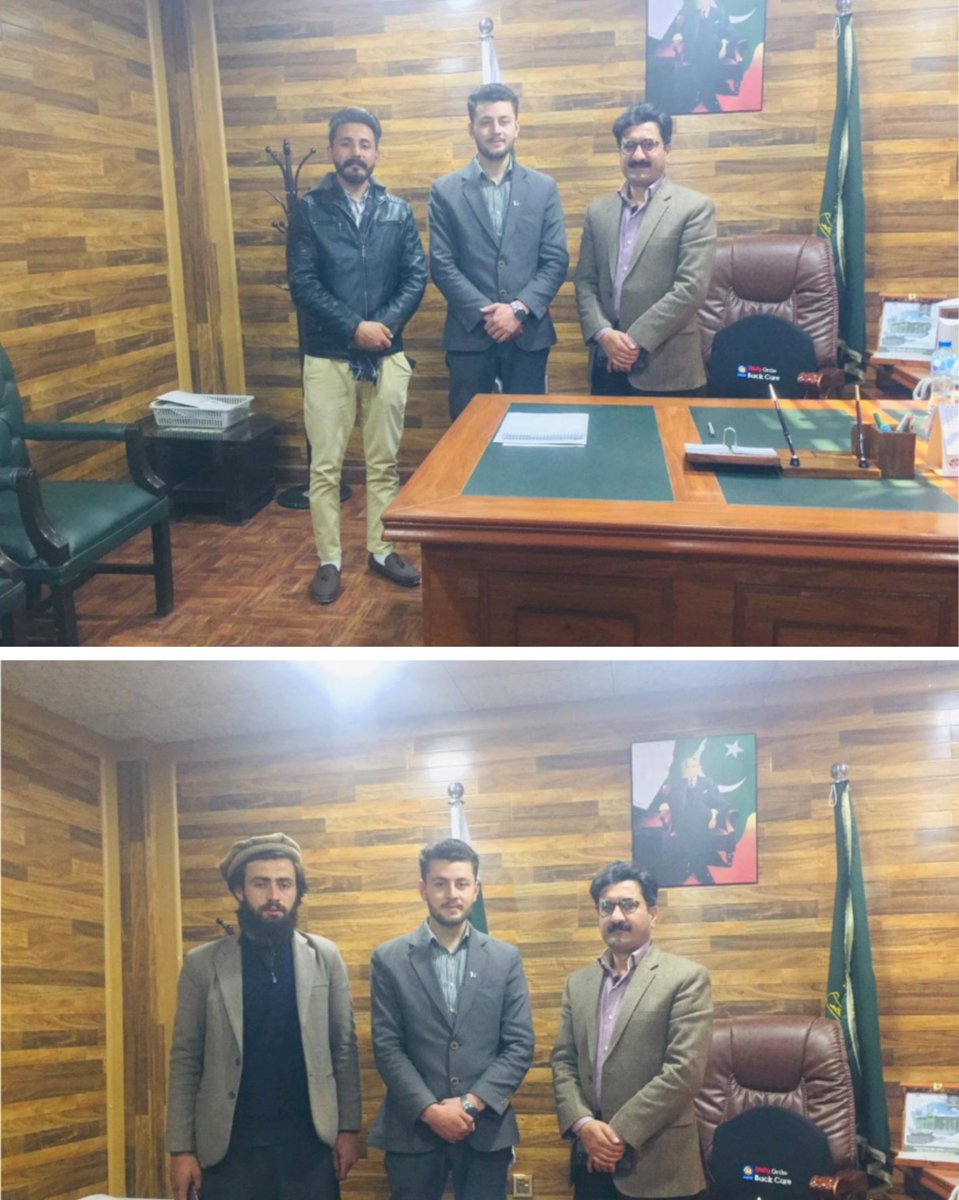 Fawad_1_Ahmed's tweet photo. صدر سٹیٹ یوتھ پارلیمنٹ گلگت بلتستان فواد احمد یونیورسٹی کونسل کے وائس چیئرمین آفاق رانا صاحب اور ڈسٹرکٹ غیزرکے پریذیڈنٹ سلیم اللہ صاحب کا آج  سیکٹری یوتھ افئیر ظفر وقار تاج  صاحب کے س��تھ تفصیلی ملاقات کے بعد گروپ فوٹو
@ShaheerSialviPk https://t.co/KyuH2GgWvH