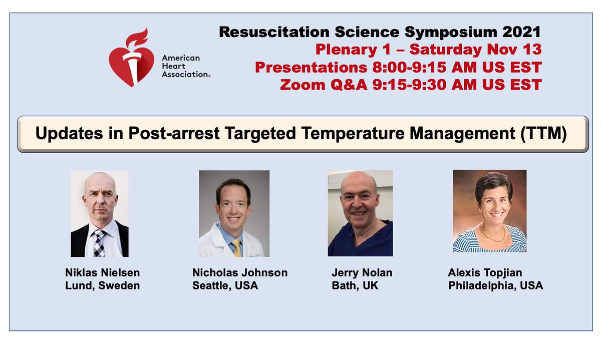 Mike Donnino, MD (@mdonnino) on Twitter photo Join #ReSS21 for an engaging opening session on TTM - <a href="/nielsen_niklas/">niklas nielsen</a> will lead off on #TTM2 discussion followed by differing viewpoints of where to go from here by <a href="/NickJohnsonMD/">Nick Johnson</a> and <a href="/jpn01/">Jpn</a> (adults). Session will finish with <a href="/AlexisTopjian/">alexis topjian</a> on TTM in peds
professional.heart.org/en/meetings/re… Join #ReSS21 for an engaging opening session on TTM - <a href="/nielsen_niklas/">niklas nielsen</a> will lead off on #TTM2 discussion followed by differing viewpoints of where to go from here by <a href="/NickJohnsonMD/">Nick Johnson</a> and <a href="/jpn01/">Jpn</a> (adults). Session will finish with <a href="/AlexisTopjian/">alexis topjian</a> on TTM in peds
professional.heart.org/en/meetings/re…