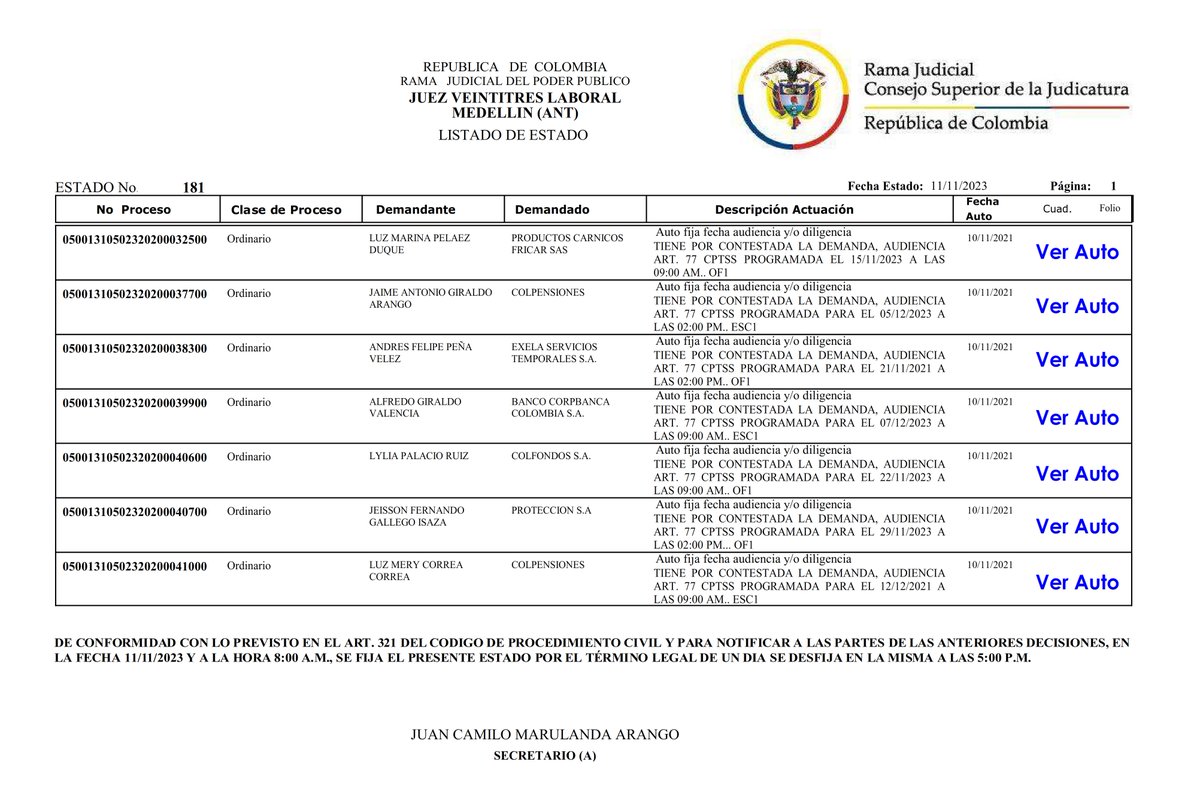 j23labmed's tweet photo. Estados No. 181 del 11 de noviembre del 2021. Míralos🧐 completos en la 🌐pagina web del juzgado https://t.co/ULuy2on6P2 https://t.co/1gqLkY6VsK