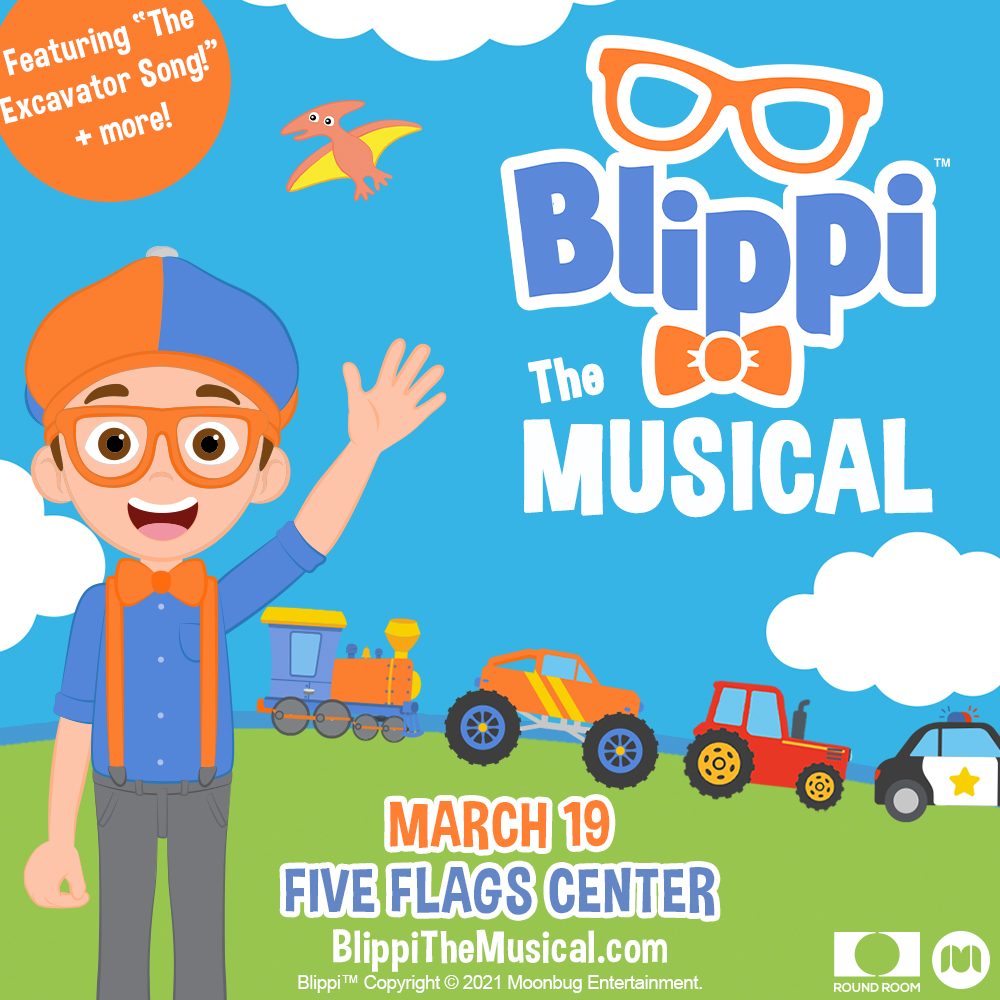 FiveFlagsCenter's tweet photo. It's a bird, it's a tractor…it's @Blippimusical! Come along on a surprise trip as Blippi tours North America for the first time ever to sing, dance, and learn with YOU! Woooooo! Pre-sale tickets will be available this Thursday, November 18th w/ promo code: TRUCK https://t.co/MMC5kKes8a