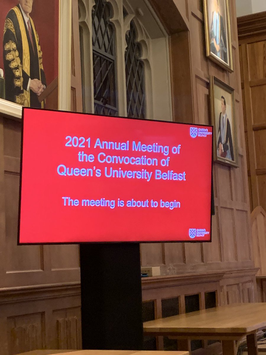 QUBVChancellor's tweet photo. Delighted to address the AGM of Queen’s University Convocation this evening. A hybrid virtual and in person meeting.

Great to see the Convocation officers in person and to engage with our global Alumni to discuss the ambitious strategic plan Vision 2030 @QUBAlumni #LoveQUB https://t.co/lrbC2kuuRa