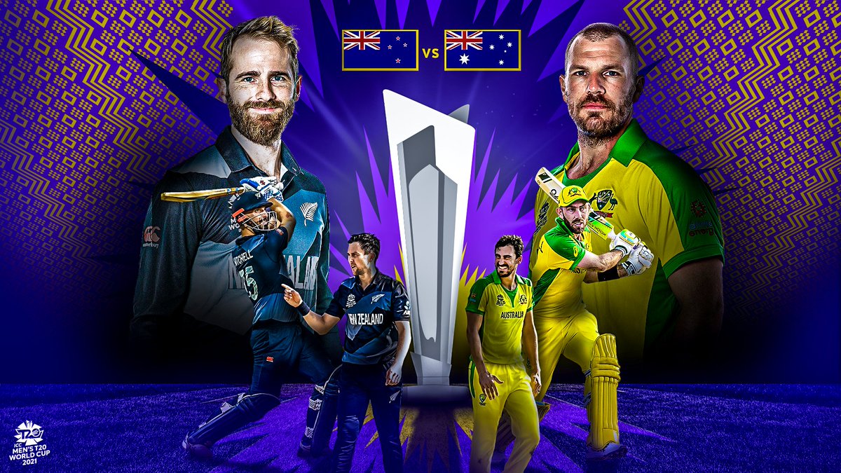 ICC's tweet photo. 🇳🇿 New Zealand 🆚 Australia 🇦🇺

There will be 🎆 

#T20WorldCup https://t.co/xMAzbTudJi