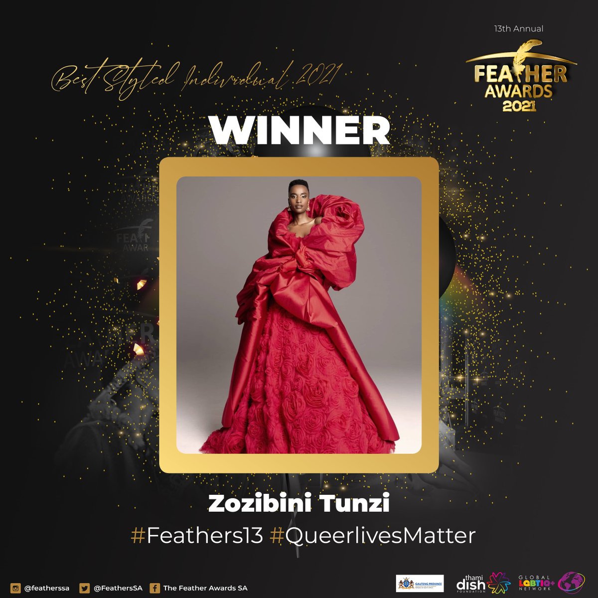 And it's a Tie! Congrats to Rich Mnisi and <a href="/zozitunzi/">Zozibini Tunzi</a> #Feathers13