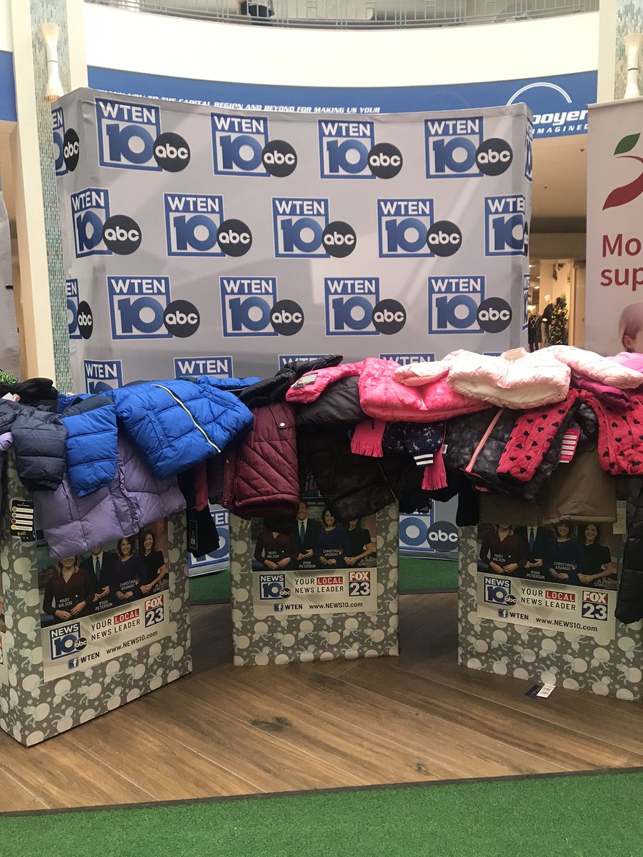 Help us give coats for kids!! We’re  Colonie Center near the Boscov’s. While you’re doing your holiday shopping, pick up an extra coat for a child in need or donate online! 
<a href="/TimLakeNews/">Tim Lake</a> and I will be live here through the afternoon shows! Drop by, come say hi! Bring a coat w/you
