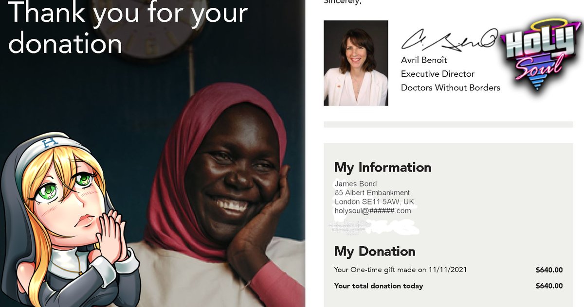 Holysoul_'s tweet photo. Unfortunately I will still not be able to stream today.The IRL situation is still ongoing.I want to share this with you though. WE WON THE SHURA BOUNTY! I rounded up the amount upwards and just transfered 640$ to @MSF_USA thank you! #holycrew #holywillreturn https://t.co/PvW7M7JzGI