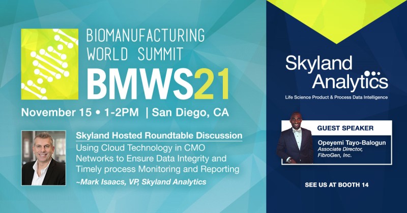 SkylandAnalytic's tweet photo. Make sure to attend our roundtable discussion at the #BMWS21 conference next week and connect with Mark Isaacs and our guest speaker Opeyemi Tayo-Balogun to learn how to ensure #DataIntegrity and improve process monitoring and reporting in your #CMONetwork https://t.co/mRr384ZrY6 https://t.co/pf57fwtg04