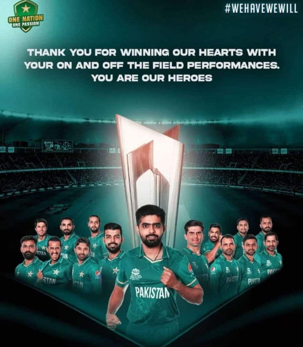 HannanTariq81's tweet photo. #T20WorldCup21 #Cricket #PakistanZindabad 
Well played team Greens ..  You made this #WorldCupT20 a great thriller..  Proud of you. 
Well played #Australia 
#PAKvAUS https://t.co/yJno6lyhYJ