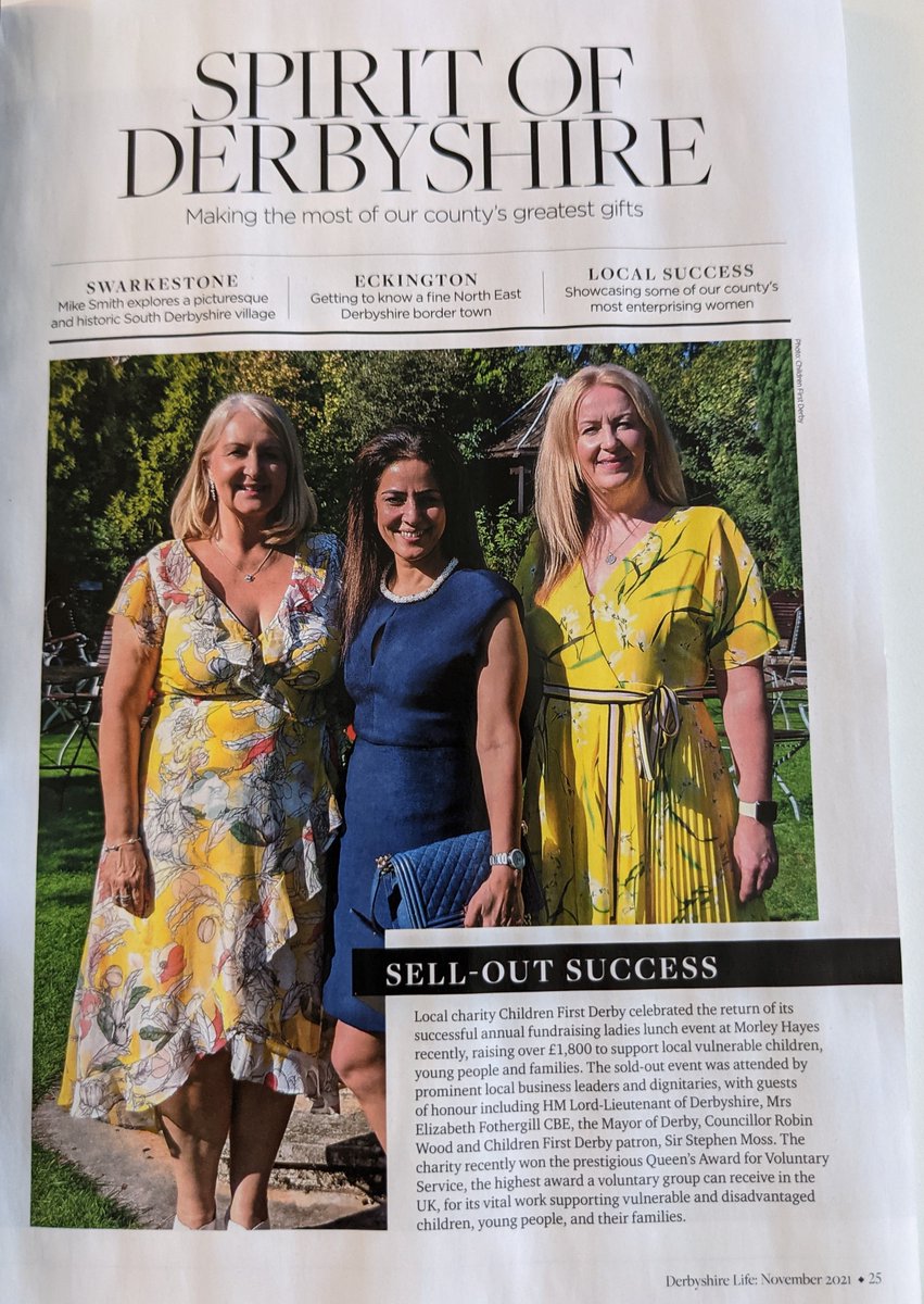 ChldnFirstDerby's tweet photo. Thank you to @derbyshirelive &amp; @Derbyshirelife for covering our hugely successful Ladies Lunch event, helping us raise awareness of Children First Derby &amp; our activities, whilst also acknowledging our fabulous supporters and the wonderful work they do to support the charity🙌 https://t.co/213dKAnNjv