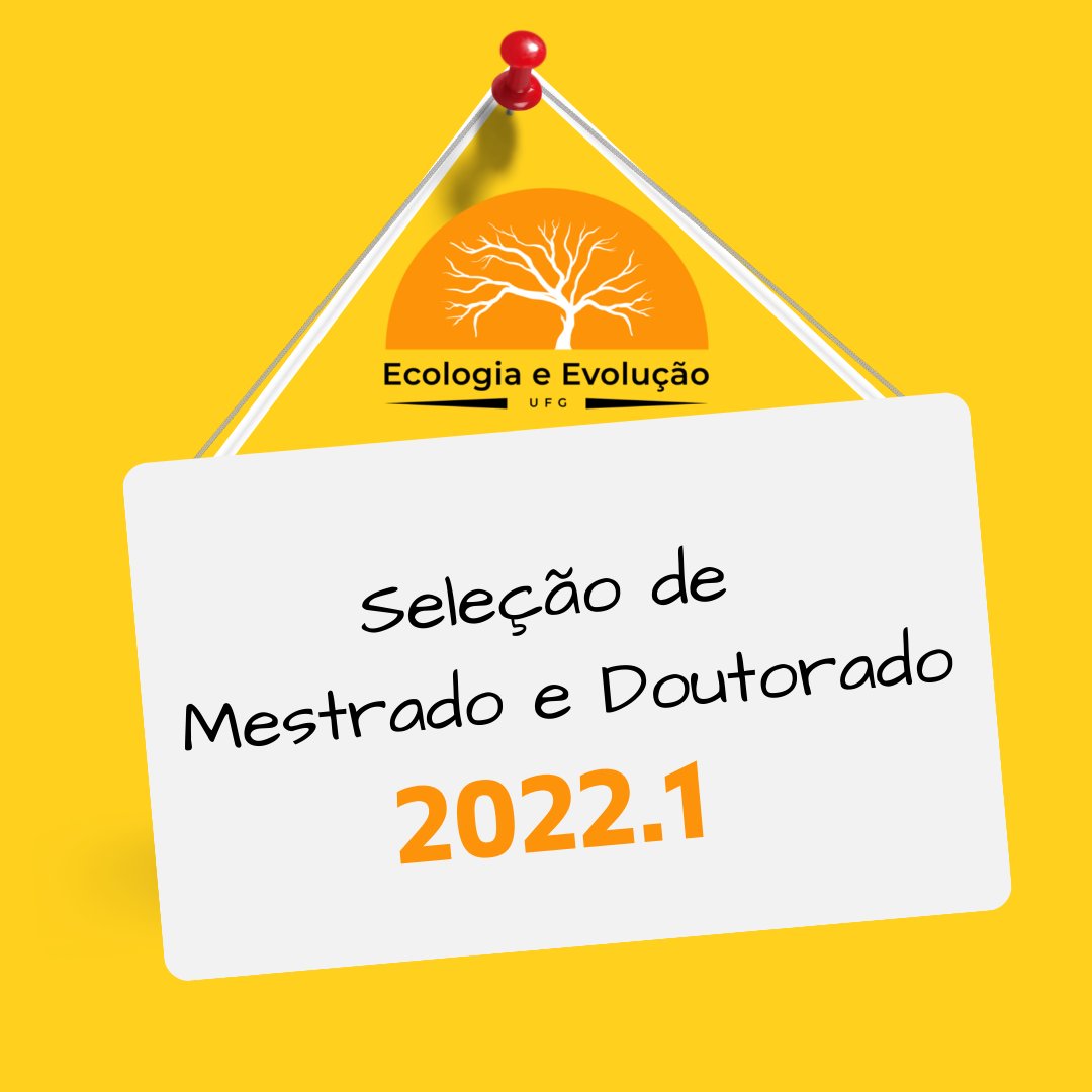 ppgecoevolufg's tweet photo. 🚨Faça parte do nosso PPG! 
📝Inscrições abertas para a primeira turma de 2022. 
🧶 Mais informações abaixo. https://t.co/3xi2On0lRK