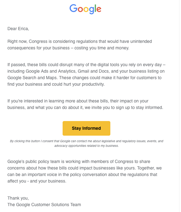ericaschroeder_'s tweet photo. dear @Google : YUCK. hire your own damn lobbyists. https://t.co/TQmIn2MQBi