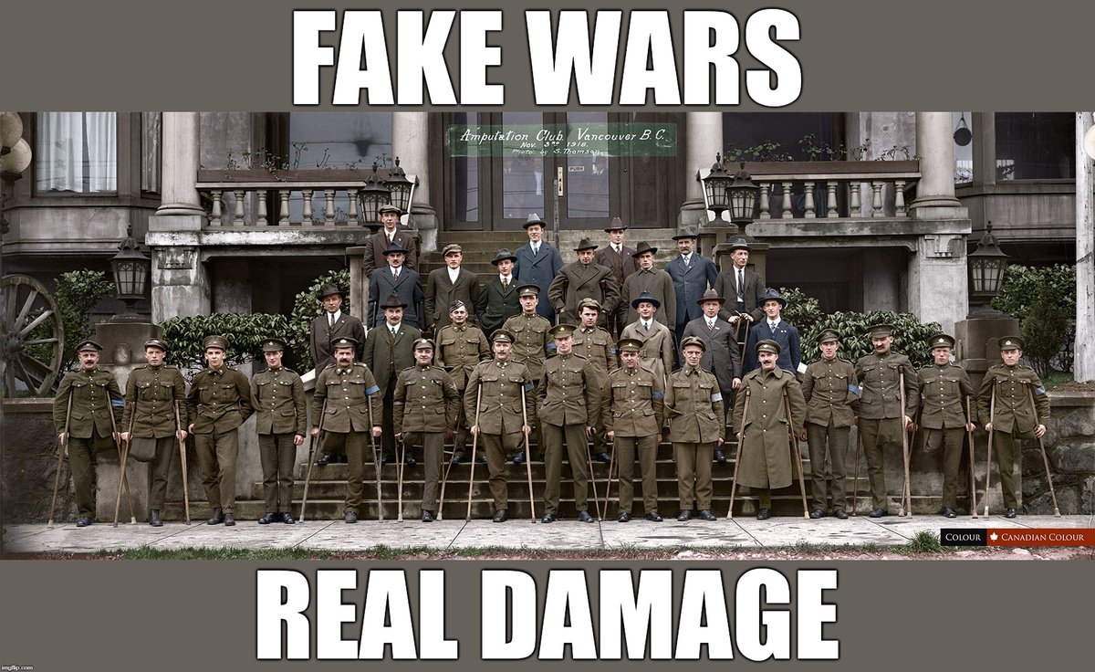 woodrailking's tweet photo. #CanadaRemembers #RemembranceDay #Canada #VeteransDay #LestWeForget #FakeWars #RealDamage #Meme https://t.co/3jPxaNBynA