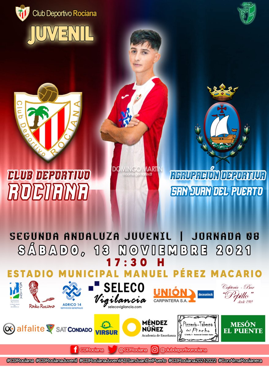 CDRocianaJuv's tweet photo. 📣 En nuestra casa, con los nuestros. ¡Os esperamos!

🏆 Segunda Andaluza
📅 Jornada 08
📆 Sábado 13 Noviembre
🕠 17:30 h
🏟️ Manuel Macario

⚽️ @CDRocianaJuv 🆚 @cdsanjuanoficia Juvenil

#CDRociana
#CDRocianaJuvenil
#CDRocianaJuvenilADSanJuanDelPuerto
#CDRociana20212022 https://t.co/NJAPNPoUxI