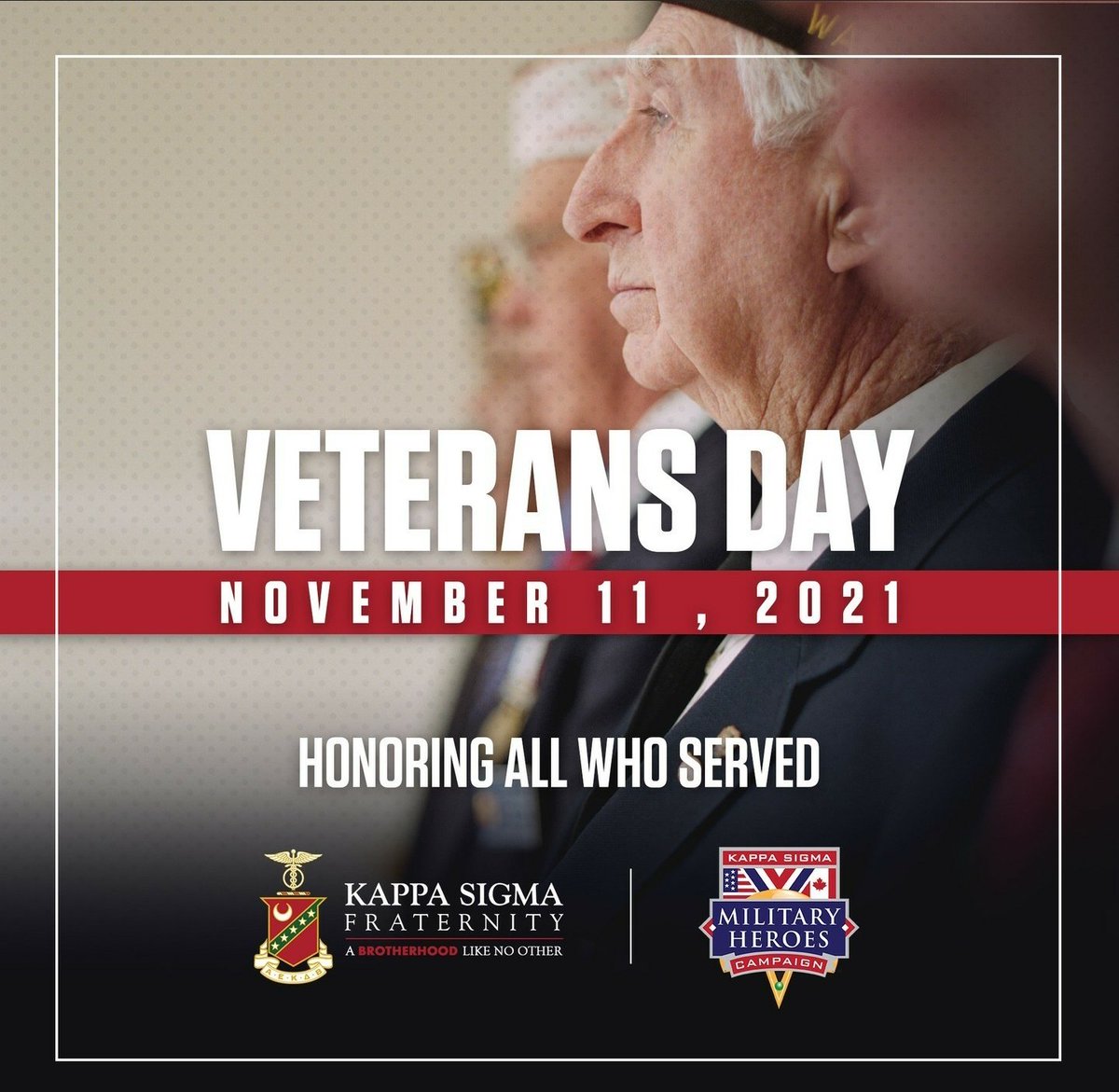Happy Veteran's day to all those who have served. Theta-Zeta honors and supports our service members and veterans through the Kappa Sigma Military Heroes Campaign. Thank you for your service!
