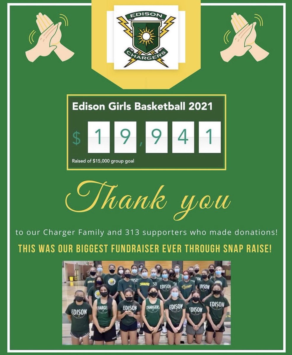 EdisonGbb's tweet photo. Edison Girls Basketball is so excited and honored to announce that we are hosting the Christina Mauser Memorial Tournament at the end of December!
@MattMauser Also, our Snap Raise fundraiser was a huge success!! Thank you friends, family, and players for supporting our team💛💚 https://t.co/QeIj6aaTX0