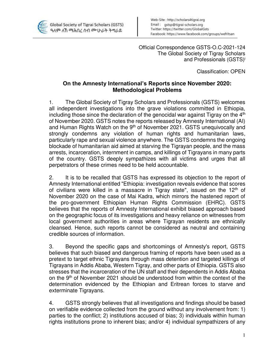 GlobalGsts's tweet photo. On the Amnesty International’s Reports since November 2020: Methodological Problems 
.@amnesty.@AgnesCallamard.@NetsanetDBelay .@FissehaTekle.@nimaelbagir.@mbachelet .@antonioguterres.@SecBlinken.@JosepBorrellF .@UNReliefChief.@PowerUSAID.@USAmbUN .@khosla_rajat.@CNN https://t.co/c8JMVvZvHJ